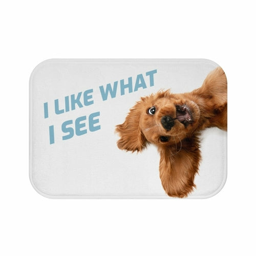 Funny Dog Looking Up Bath Mat - Non-Slip Microfiber