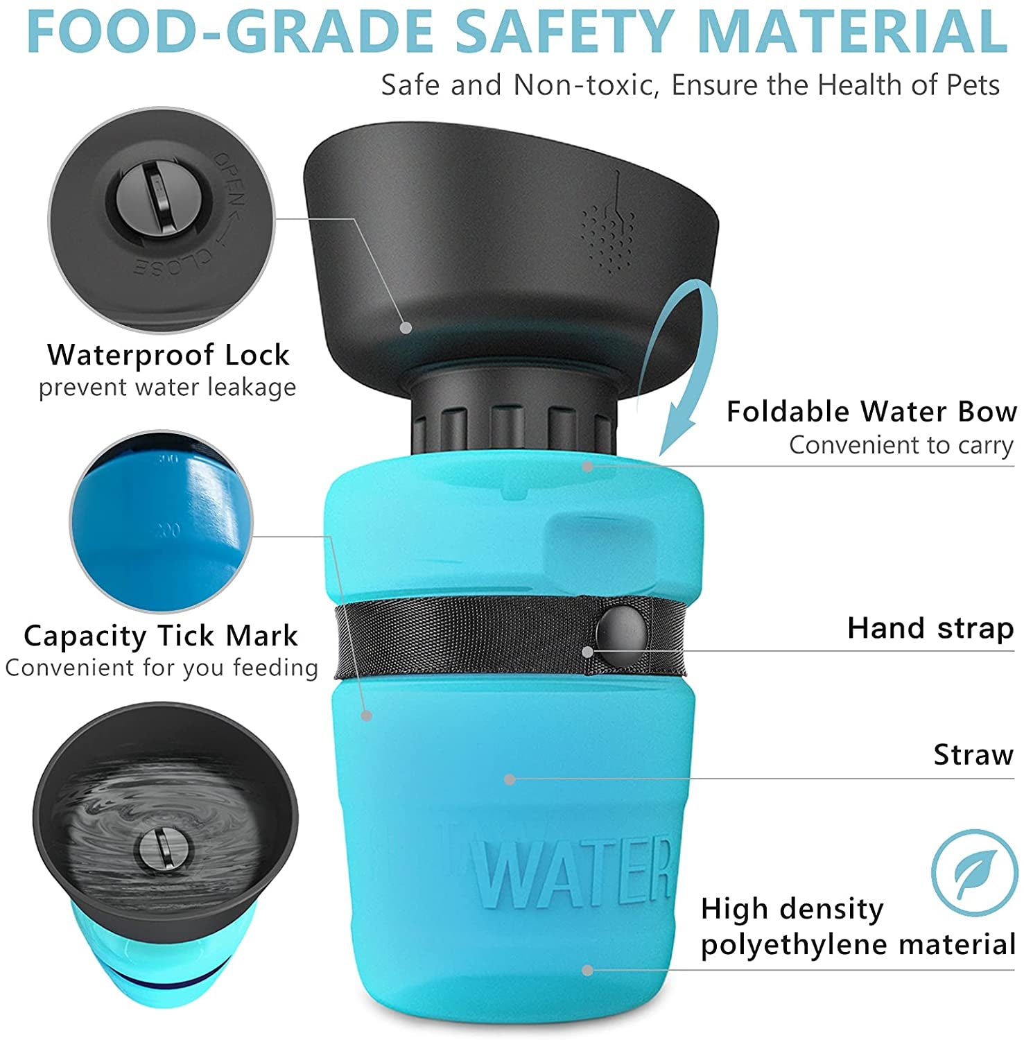 2022 Upgraded Pet Water Bottle for Dogs,Dog Water Bottle Foldable,Leak Proof Dog Travel Water Bottle,Dog Water Dispenser,Lightweight & Convenient for Outdoor Walking,Hiking,Travel,Bpa Free