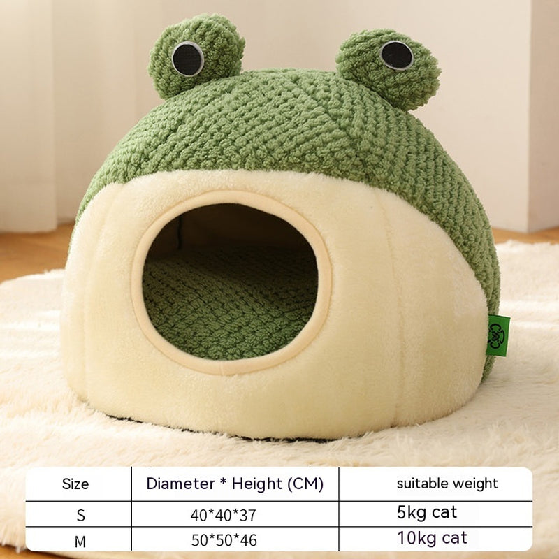 Pet Cat Dog Nest Little Frog Series Warm Plush Mat Autumn Winter Pet House Full Package Nest for Small Cats Dogs within 5KG