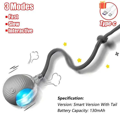 Smart Interactive Cat Ball Toy – Auto-Rolling & Rechargeable