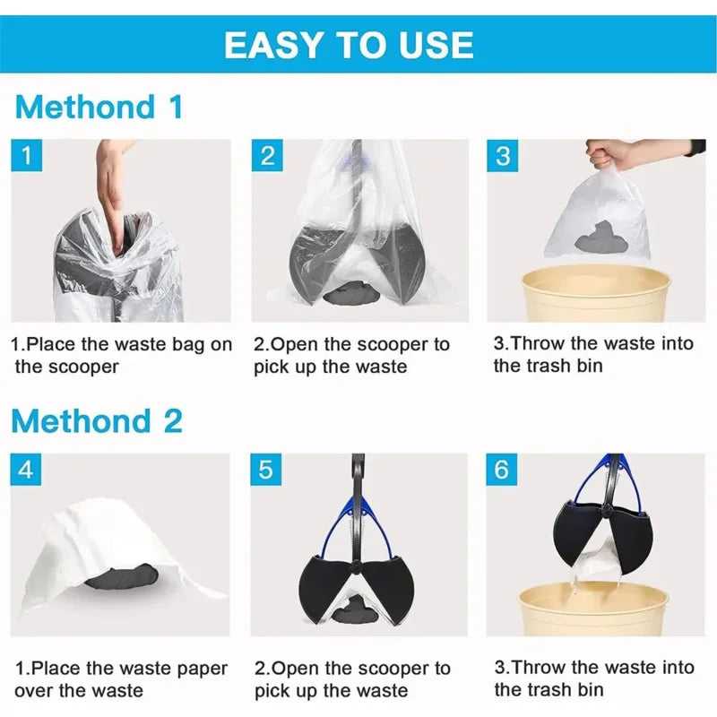 Long Handle Dog Pooper Scooper – No-Touch Jaw Poop Picker