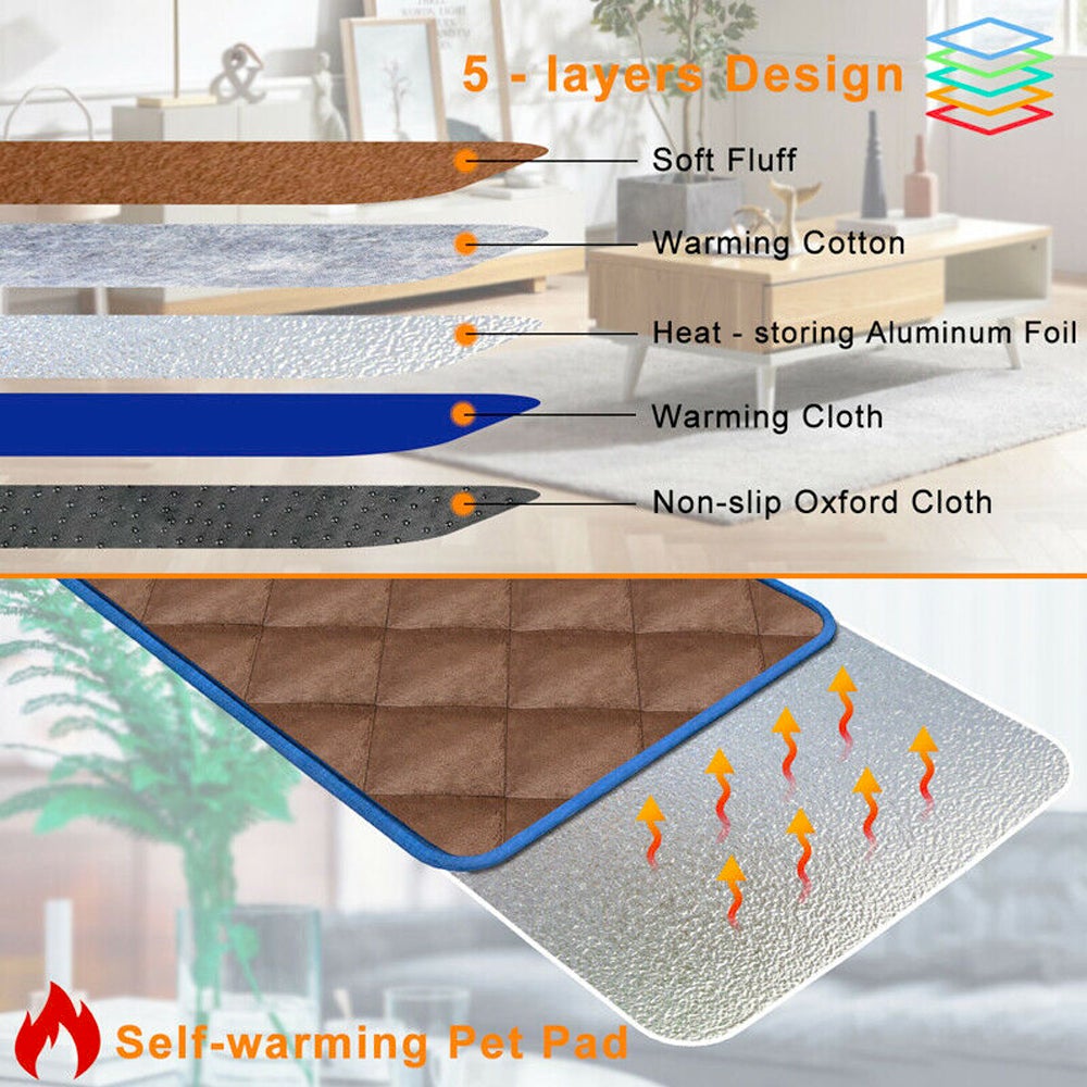 Self-Heating Thermal Pet Bed - No Electricity Needed