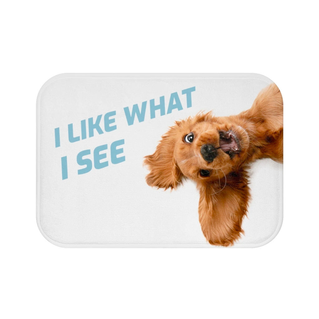 Funny Dog Looking Up Bath Mat - Non-Slip Microfiber