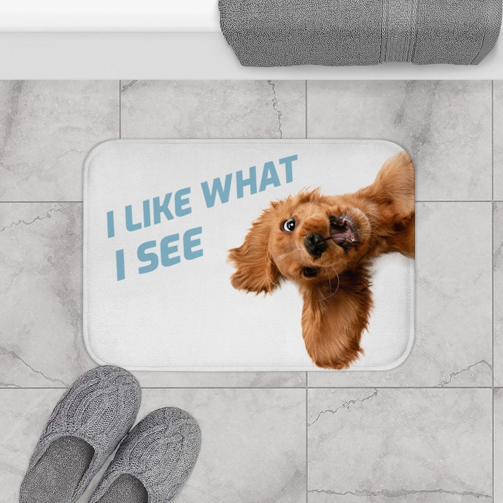 Funny Dog Looking Up Bath Mat - Non-Slip Microfiber